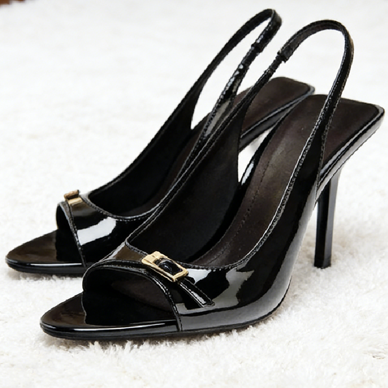 Elastic Waistband Roll - High Quality Patent Leather Heeled Sandals