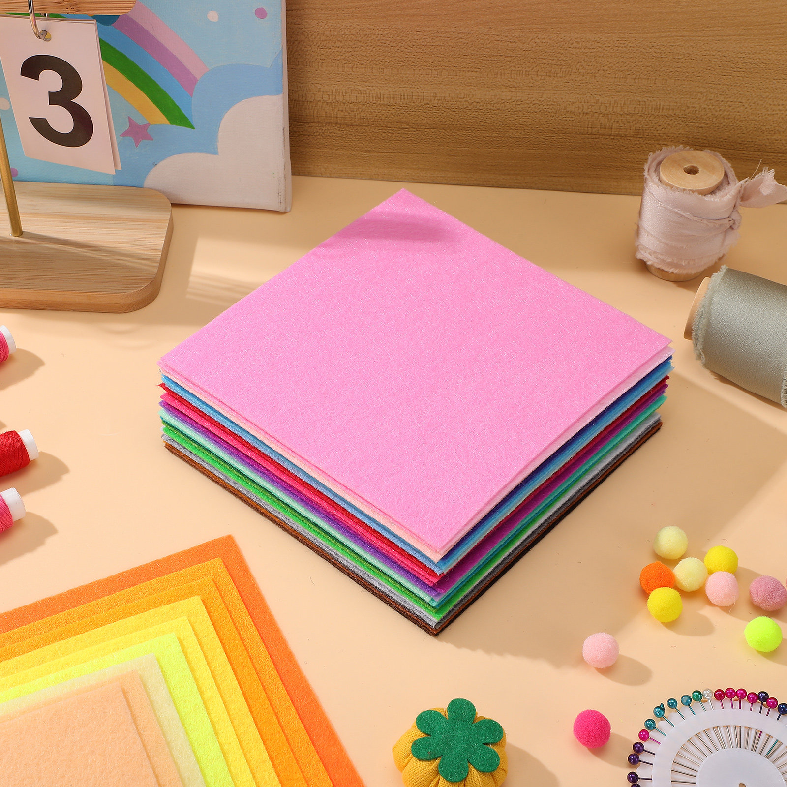 Sewing Textile Art - 40Pcs Colorful Nonwoven Fabric Sheets 15x15cm