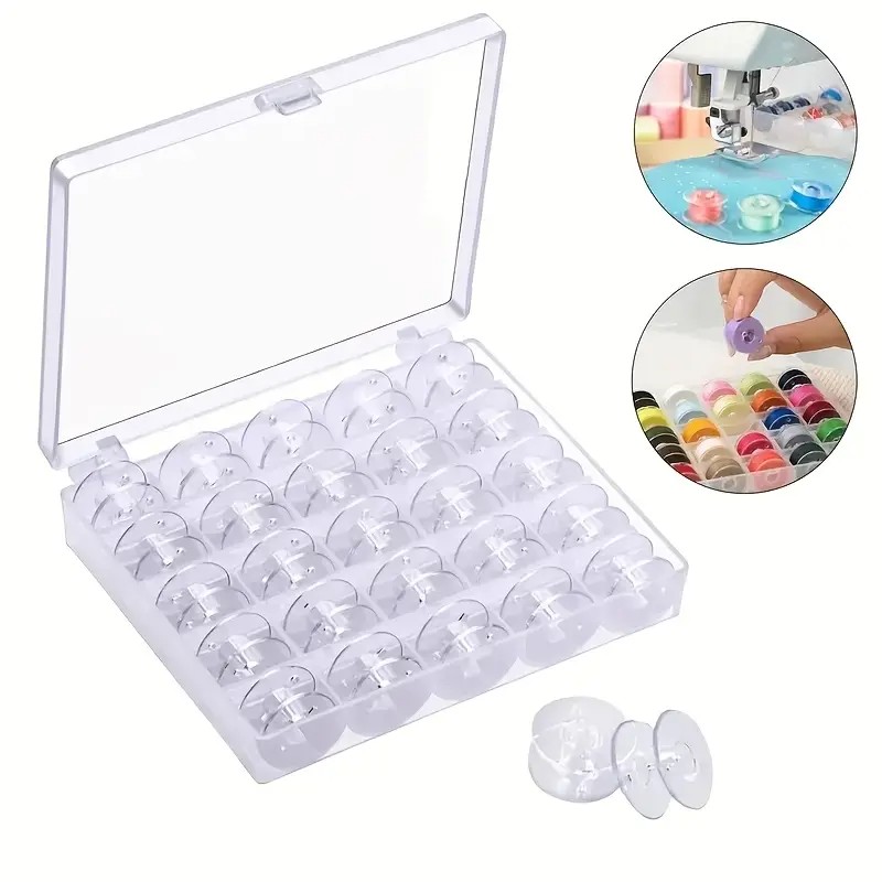 25/36pcs Transparent Plastic B - Bobbin Organizer Box reseña y precio