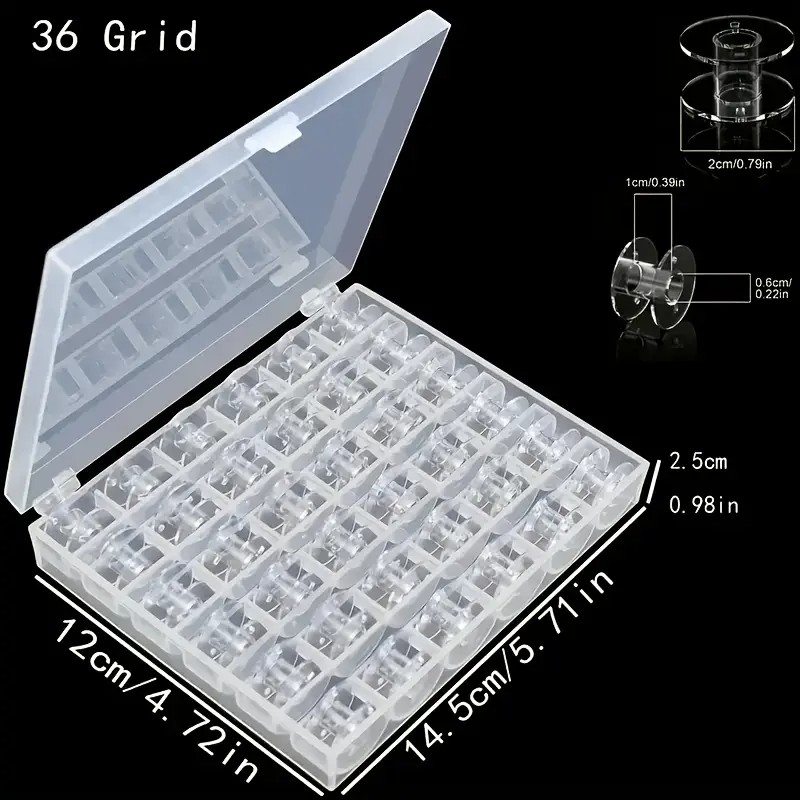 25/36pcs Transparent Plastic B - Bobbin Organizer Box reseña y precio