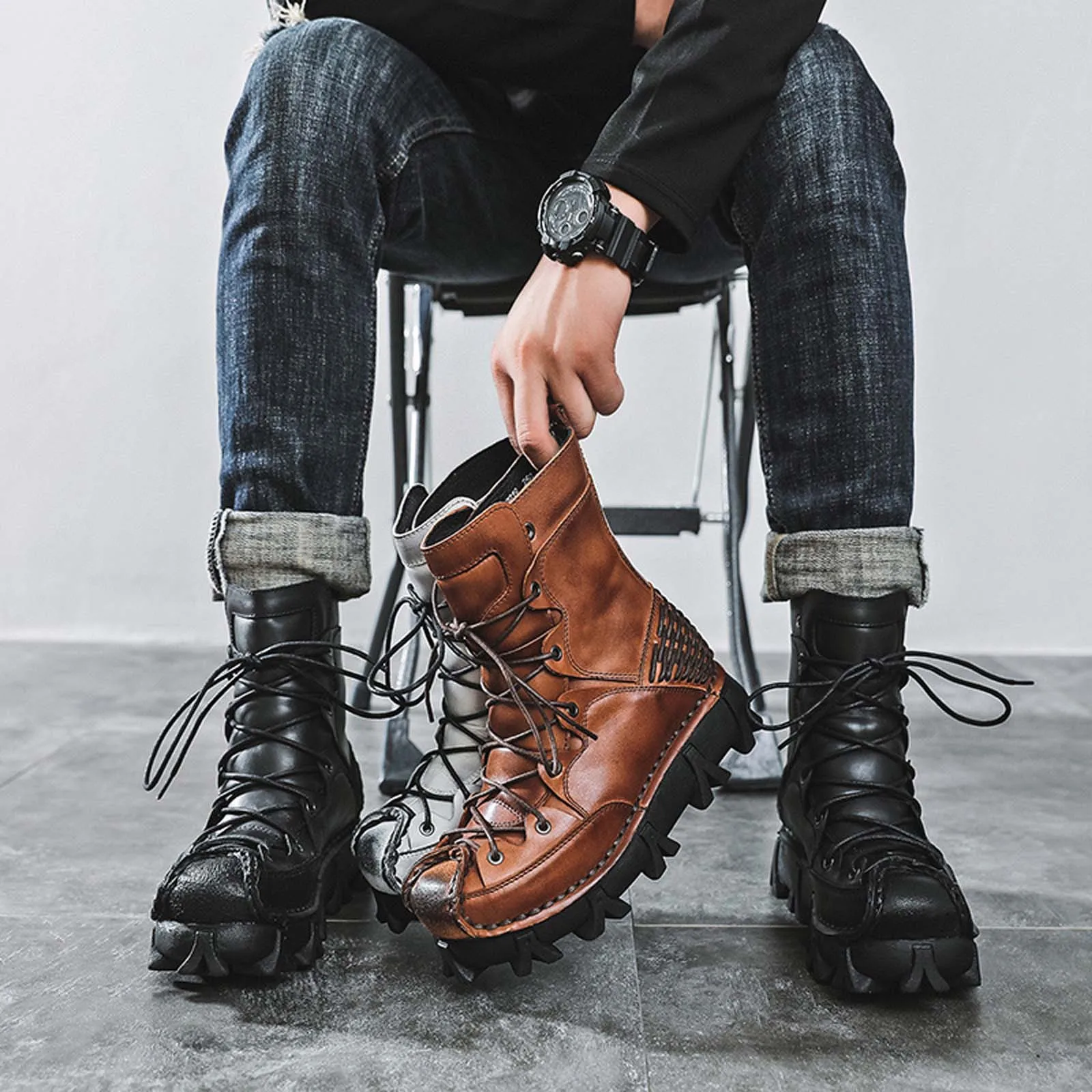 Fashion Genuine Leather Motorc - Sewing Knit reseña y precio