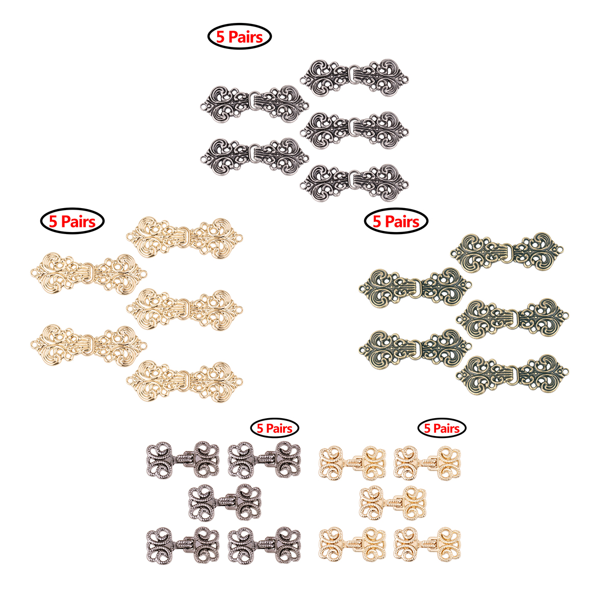5 Pairs Cape Cloak Buckles Swi - Hook Eye Fastener reseña y precio