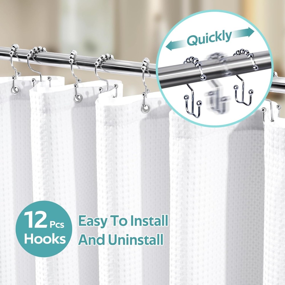 3 in 1 Waffle Shower Curtain S - Fabric Weight Set reseña y precio