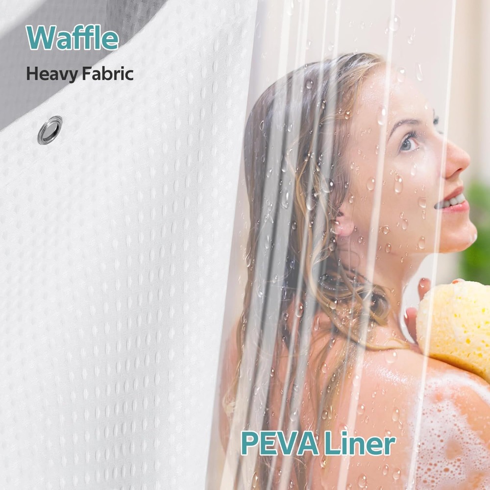 3 in 1 Waffle Shower Curtain S - Fabric Weight Set reseña y precio
