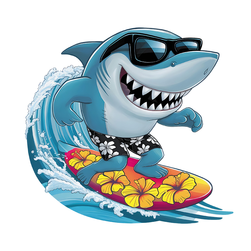 Interesting sharks surfing Iro - Iron On Patch reseña y precio