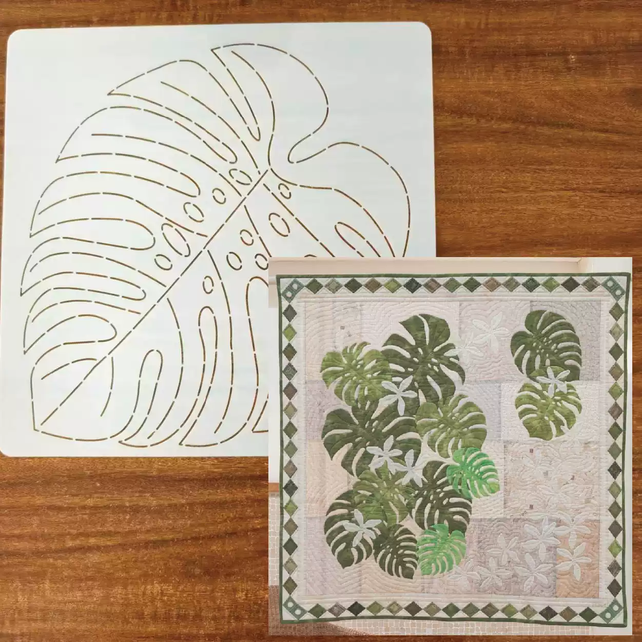 leaf flower Sashiko Embroidery - Sewing Textile Art reseña y precio