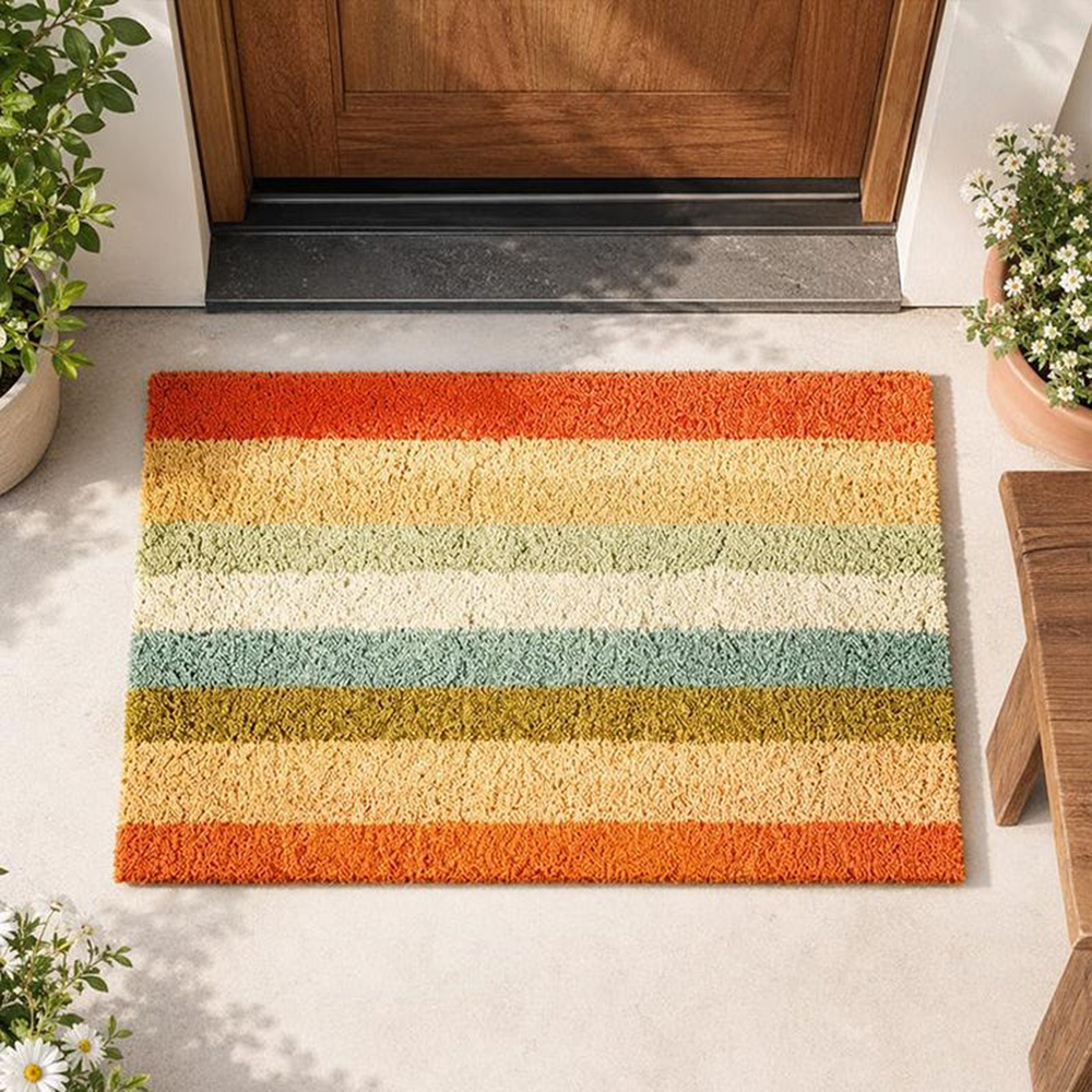Retro Colorful Stripe Doormat  - Century Textile & Sewing Supply Avenue C North Saskatoon Sk reseña y precio