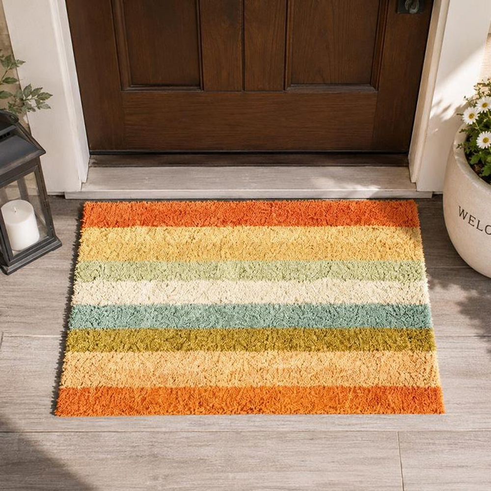 Retro Colorful Stripe Doormat  - Century Textile & Sewing Supply Avenue C North Saskatoon Sk reseña y precio