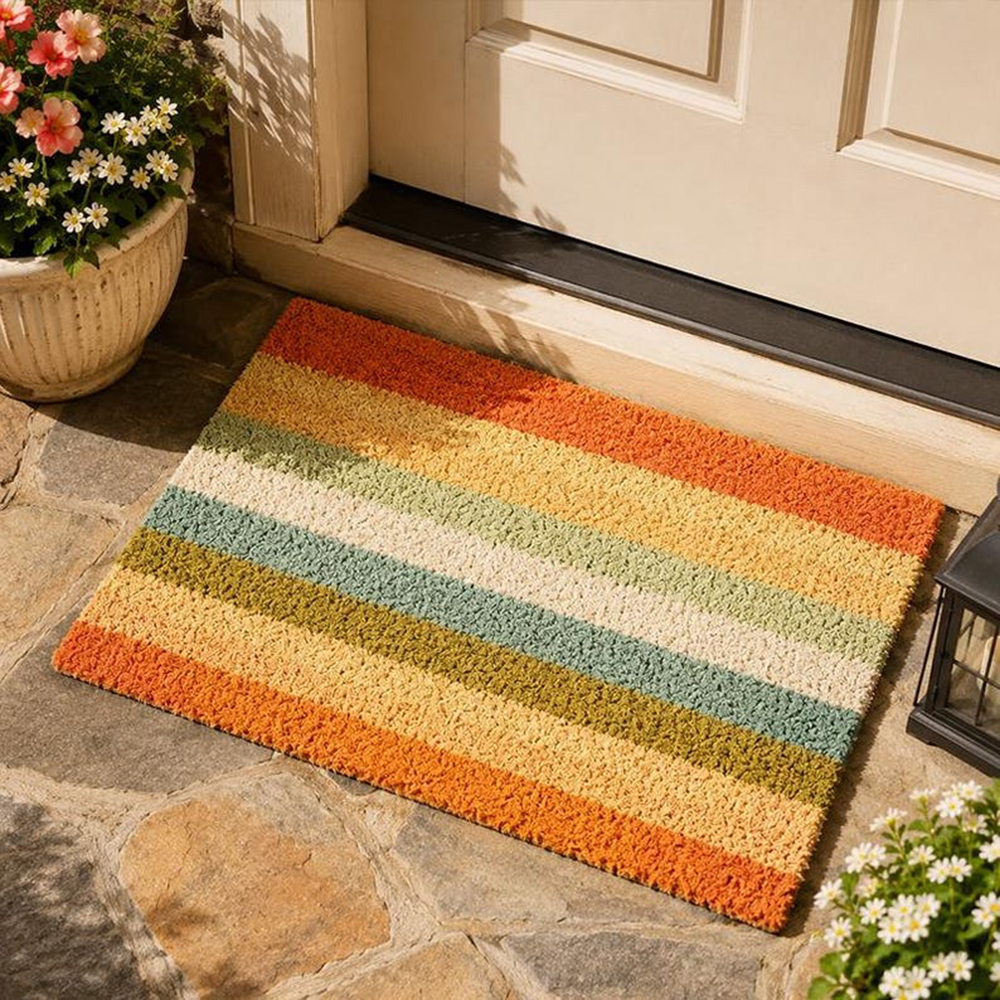Retro Colorful Stripe Doormat  - Century Textile & Sewing Supply Avenue C North Saskatoon Sk reseña y precio