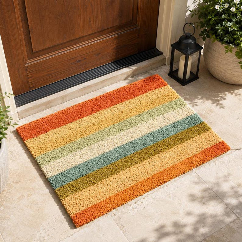 Retro Colorful Stripe Doormat  - Century Textile & Sewing Supply Avenue C North Saskatoon Sk reseña y precio