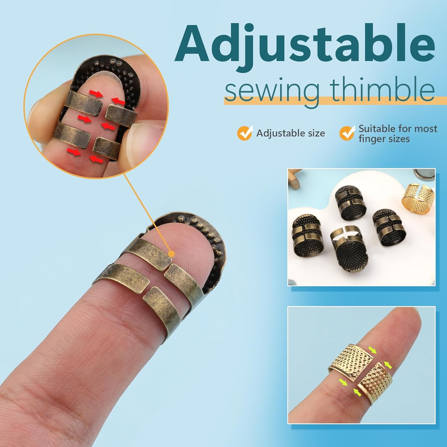 8PCS Sewing Thimble Kit for Ha - Sewing Thimble Metal reseña y precio