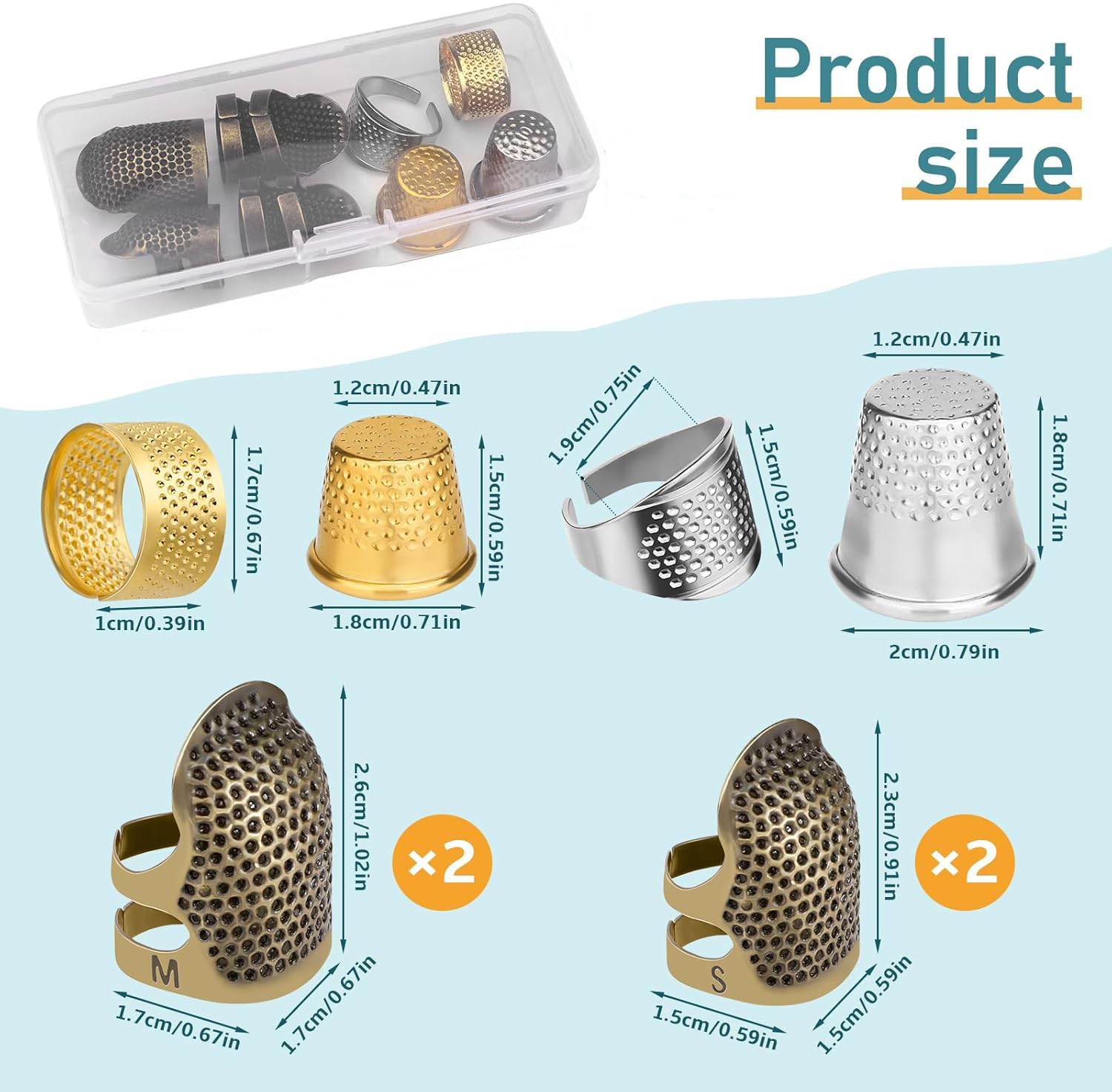 8PCS Sewing Thimble Kit for Ha - Sewing Thimble Metal reseña y precio