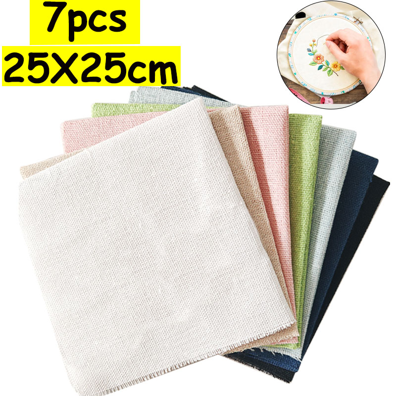 7-Piece Set of 25* 25cm Linen  - Sewing Textile Art reseña y precio