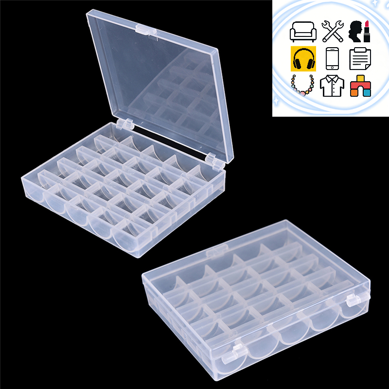 25 Spools Empty Bobbins Sewing - Bobbin Organizer Box reseña y precio