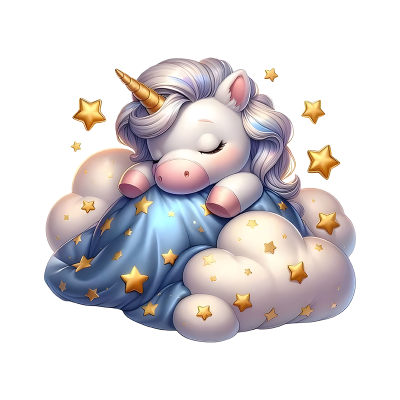The unicorn sleeping on the cl - Iron On Patch reseña y precio