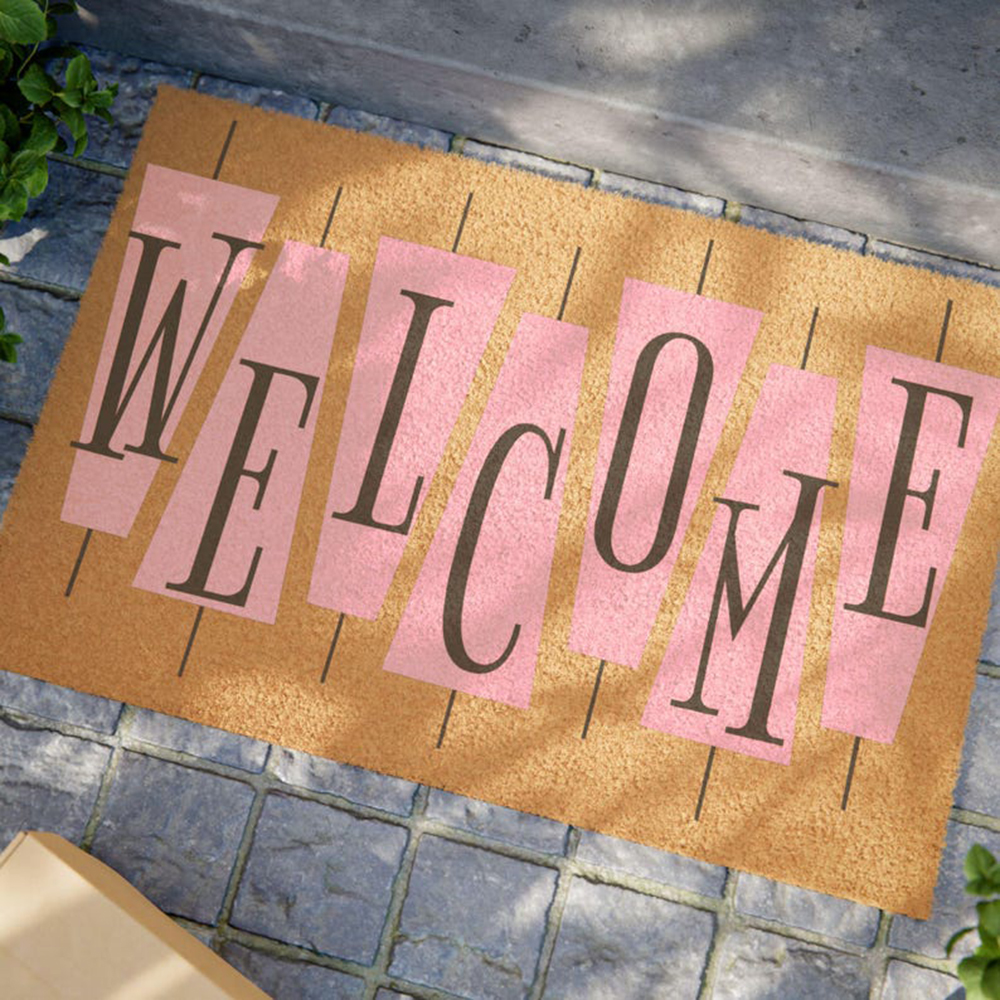 Retro Pink Cute Doormat Welcom - Century Textile & Sewing Supply Avenue C North Saskatoon Sk reseña y precio